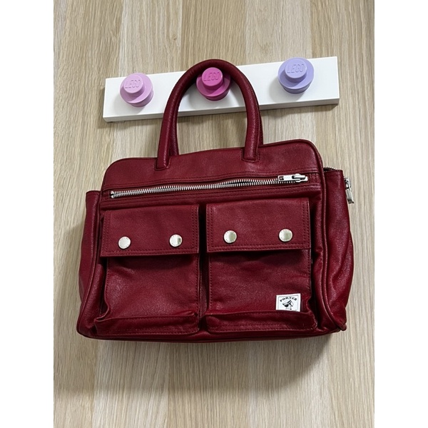 porter紅色三層手提包（A4大小不可裝A4)