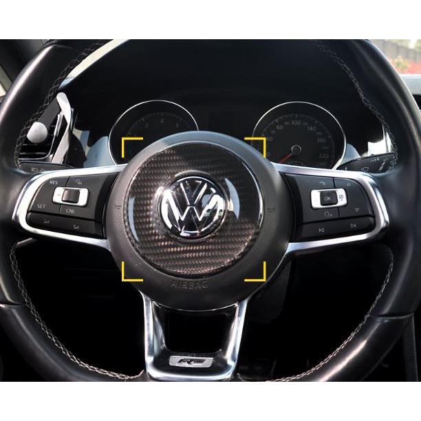 高品質 福斯VW GOLF7/7.5Rline  POLO GTI方向盤真碳纖維改裝亮片貼 汽車方向盤改裝 方向盤飾標