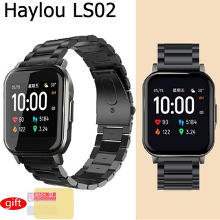 適用於 Haylou LS02/LS05S RT 錶帶不銹鋼金屬三可拆卸商務休閒替換腕帶男女