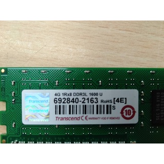 二手 創見 Transcend 4G 1Rx8 DDR3L 1600 U 桌機單面記憶體(低電壓)