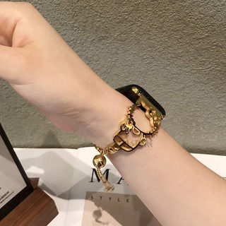 鏤空透氣可愛錶帶 不銹鋼金屬錶帶 適用於 Apple watch 錶帶 10 9 8 7 6 SE 蘋果手錶帶 46mm
