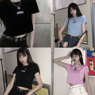 女式夏季韓版字母印花短袖t恤簡約性感上衣