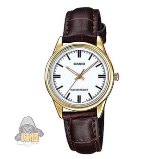 【CAISO】台灣卡西歐公司貨 經典時尚金框皮革腕錶 生活防水-羅馬白面(LTP-V005GL-7A)