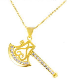 仿黃金鑲鑽斧項鍊 越南沙金斧項鍊 金飾鍍金飾品首飾 男女款鏈子 彌月禮 金鍊條結婚 禮品 新郎項鍊 金飾仿18K