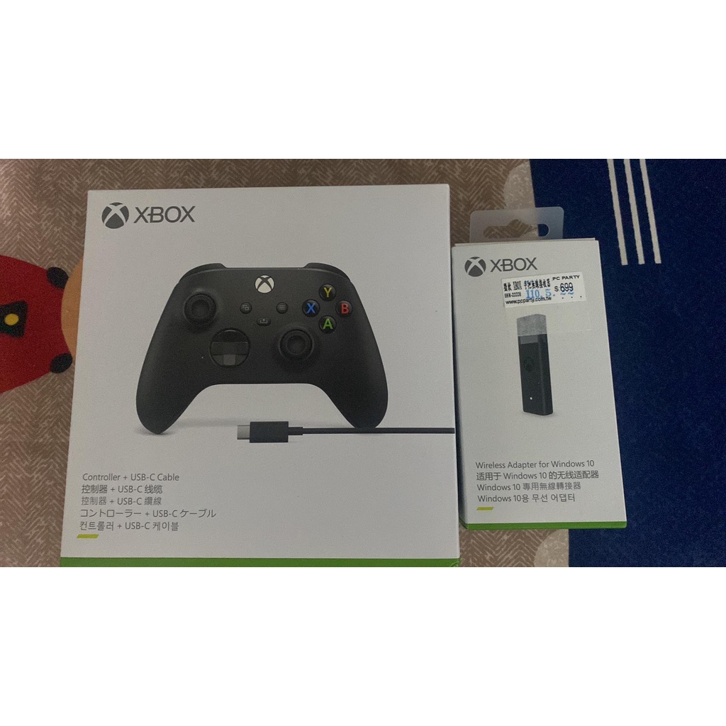 (全新拆封)Xbox無線控制器(黑)附保護套+USB-C纜線/Microsoft Xbox手把無線接收器