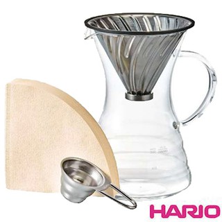 【HARIO】V60白金金屬濾杯咖啡壺組 VPD-02HSV 鑠咖啡