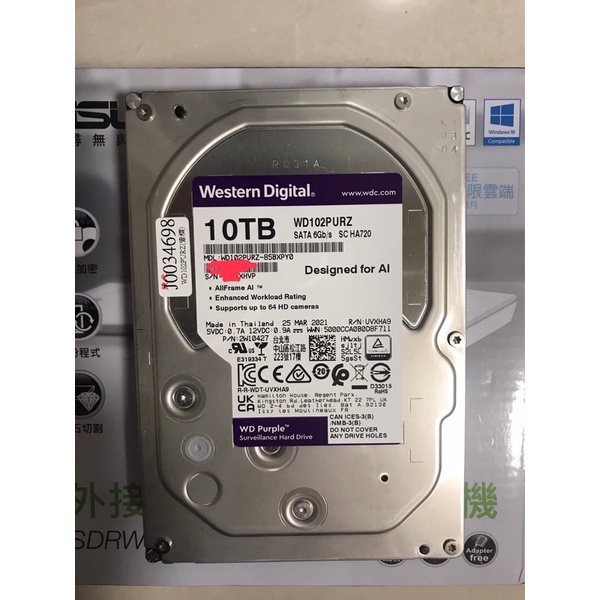 【WD 威騰】紫標 10TB WD102PURZ 監控碟 3.5吋/內接式硬碟/HDD/10T