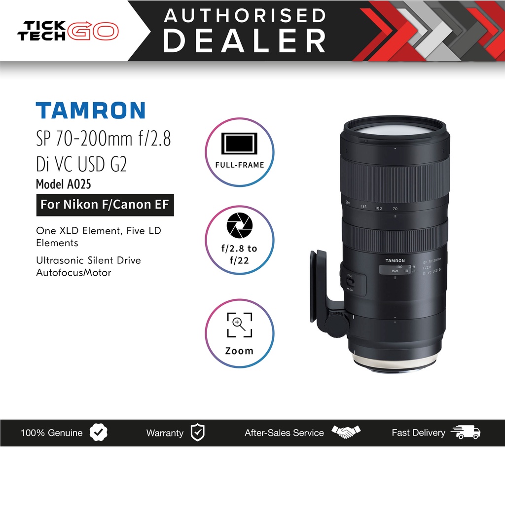 Tamron SP 70-200mm f / 2.8 Di VC USD G2 鏡頭 (尼康 / 佳能)