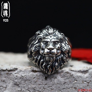 熱賣-小葉的小店個性男士霸氣王者獅子開口指環純銀925星座獅子座戒指泰銀潮飾品