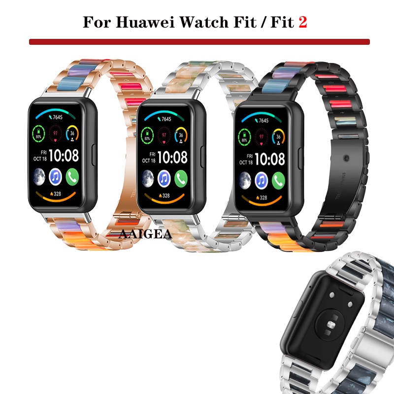 樹脂鋅合金錶帶 適用於 華為 Watch Fit 2 fit2 替換手鍊