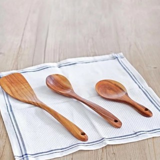 LINKIFE 木質系列 泰國柚木廚具三件組（飯匙+大湯匙+鍋鏟）/原木餐具