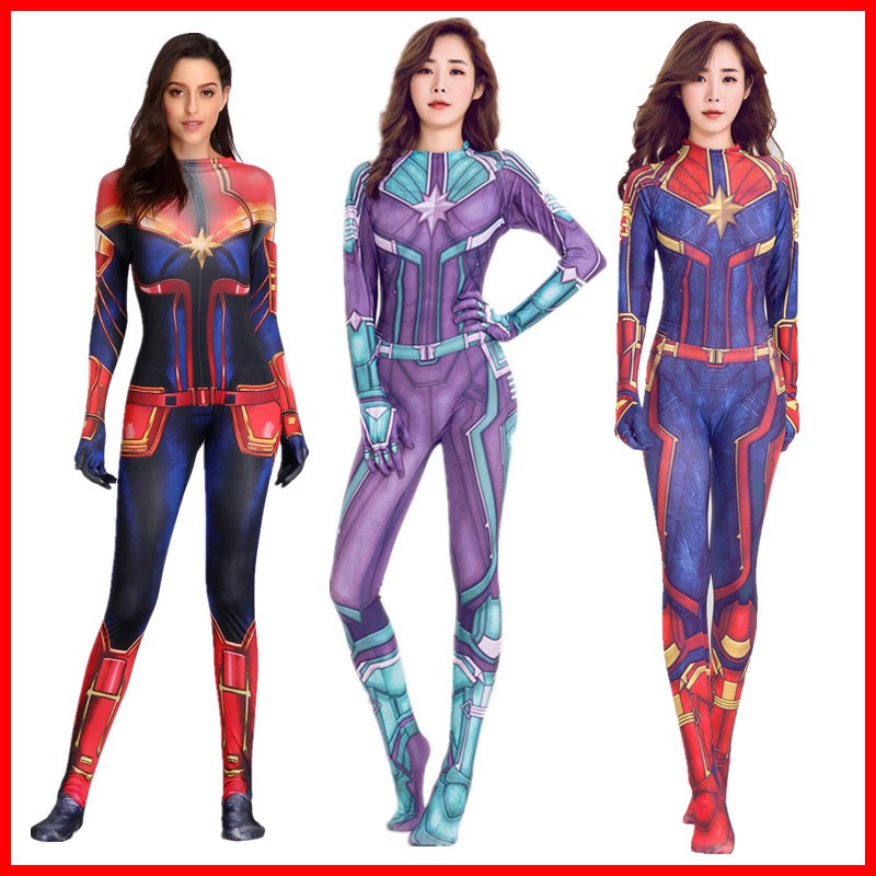 驚奇隊長cosplay連體衣captain Marvel女英雄緊身衣復仇者聯盟 蝦皮購物
