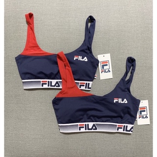 FILA 藍x紅撞色網紗設計運動內衣