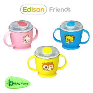 愛迪生 edison friends 朋友 兩用2階段雙握防漏不銹鋼吸管杯喝水杯 baby house愛兒房官方商城