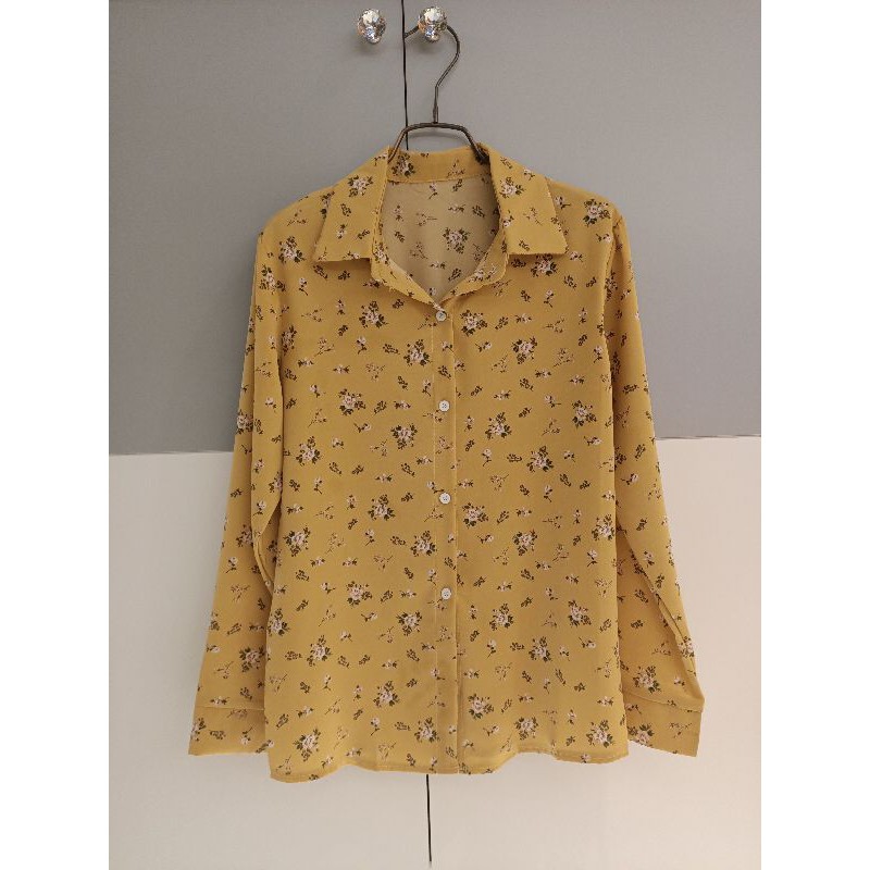 80年代雪紡復古花襯衫 蝦皮購物