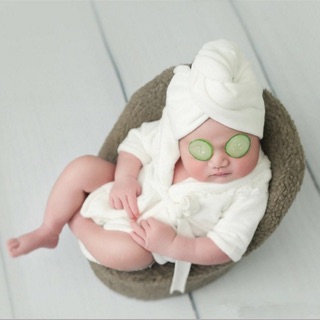 『寶寶寫真』 浴袍造型3件組 新生兒寫真 滿月寫真 QBABY SHOP