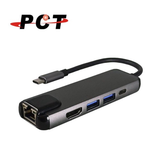 [二手] USB-C 轉 USB3.0+HDMI+RJ45+PD擴充座(PK116)