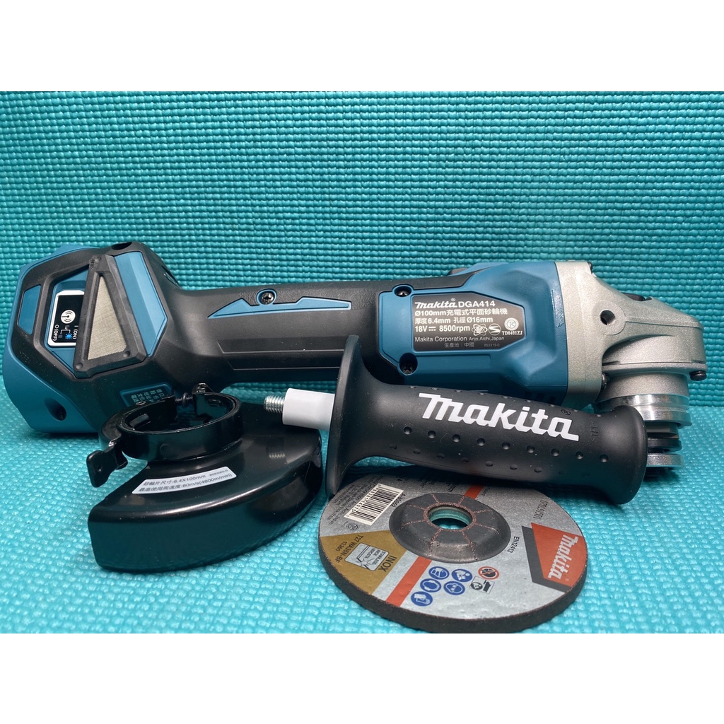 "台中工具老爹" MAKITA 牧田 18V DGA414 可調速平面砂輪機 100mm 4" 414 空機公司貨 藍芽