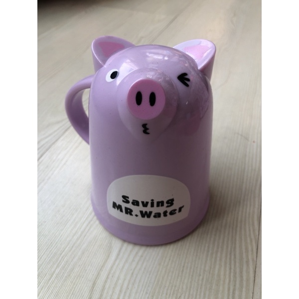 紫色小豬塑膠水杯 造型水杯