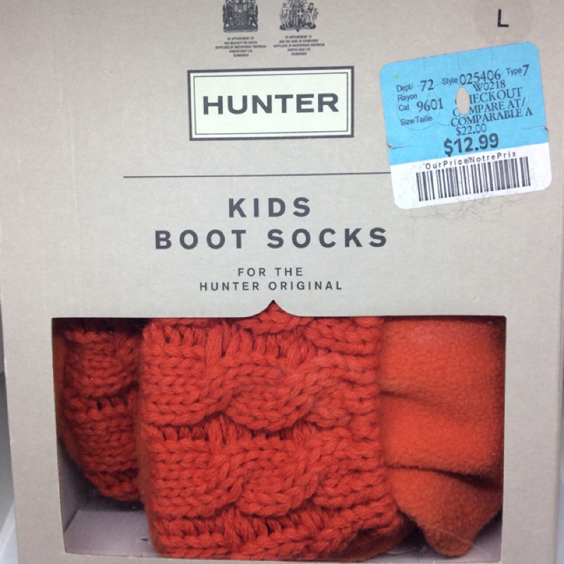 英國 HUNTER 兒童Original kids boot socks橘色編織造型搭Logo童襪舒適保暖材質雨靴襪