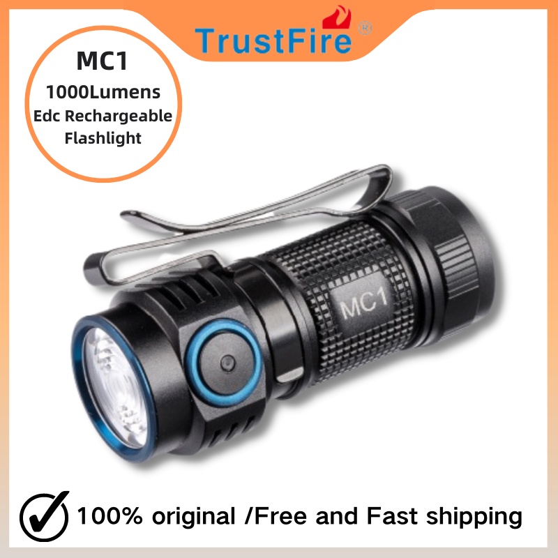 Trustfire MC1 LED EDC 手電筒可充電 1000 流明 Cree 磁性 2A 快速充電燈, 帶磁鐵燈籠