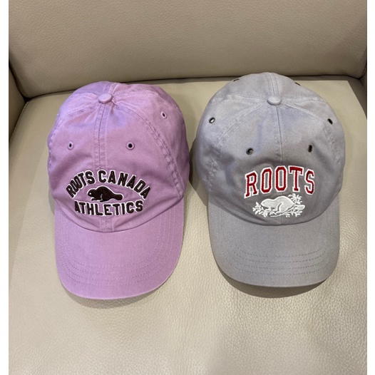 ROOTS帽子/ 九成新（灰色、粉紫色） (正品)