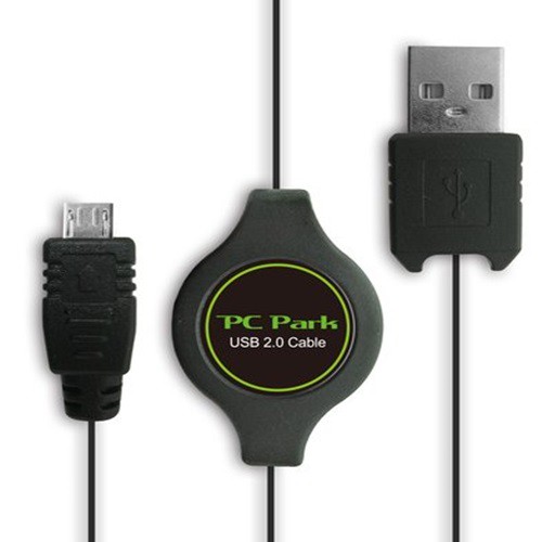 PC Park USB2.0 A公 to Micro USB 伸縮線 80cm 傳輸線 充電線 易收納