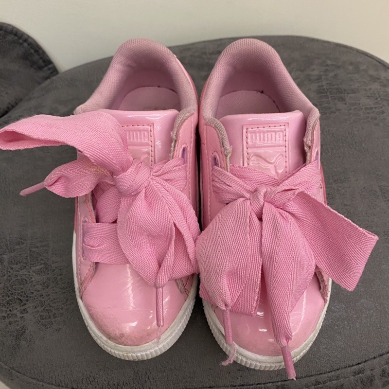 PUMA粉紅色大蝴蝶結造型運動鞋17.5cm時尚寶寶