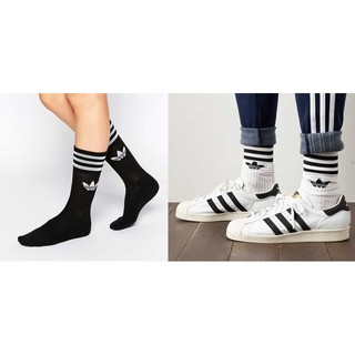 【豬豬老闆】ADIDAS SOLID CREW SOCK 三葉草 襪子 男女款 黑 S21490 白 S21489