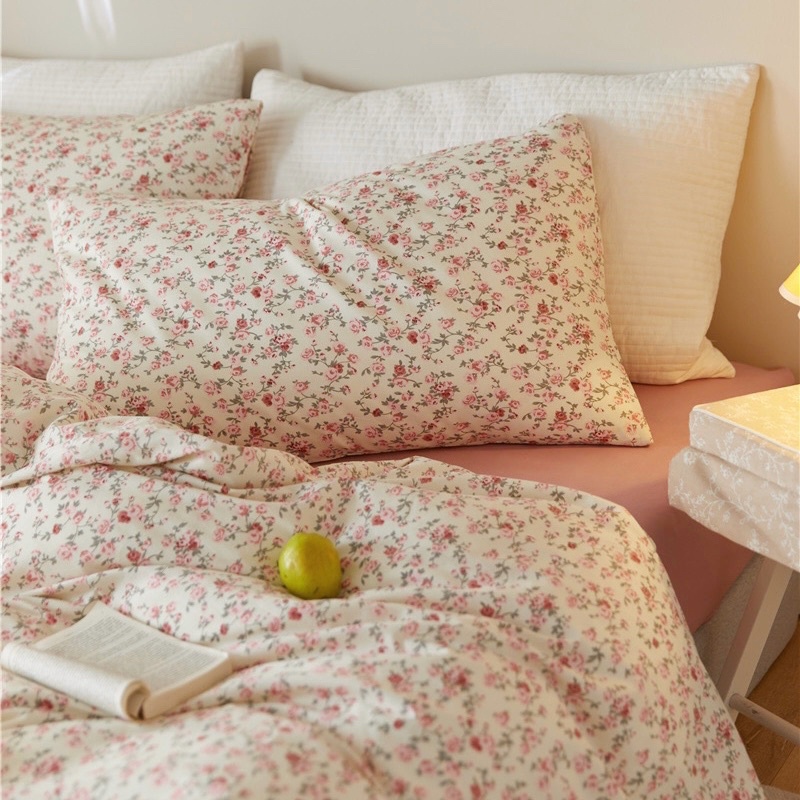 ✨unicorn25 : 溫柔到心坎裡! 小玫瑰花床包組 碎花床組 乾燥玫瑰色床包 純棉床組 純棉床包 寢具用品 寢具組