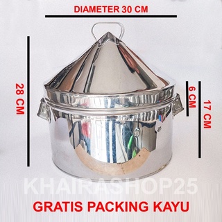 Kayu Klakat Steamer 圓形蒸籠 1層不銹鋼直徑30釐米木製包裝