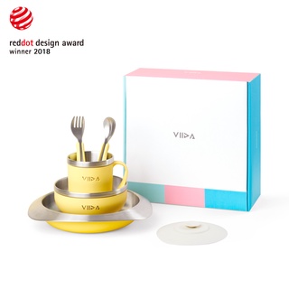 VIIDA Soufflé 抗菌不鏽鋼餐具旗艦組/學習餐具/兒童碗/兒童餐盤/寶寶叉子/兒童杯/彌月禮【官方直營】