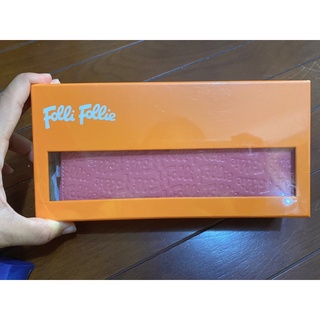 「Folli Follie」經典Logo壓紋長夾-淡粉色 漆皮 皮夾 長夾 拉鏈長夾 錢包 全新無使用