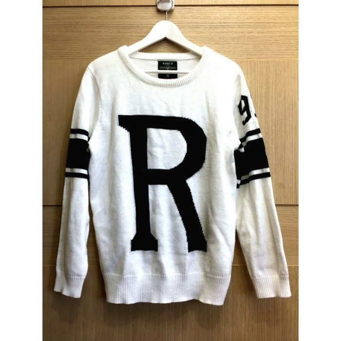 自售 八成新 Remix R Knit Sweatshirt 白 M 毛衣 針織 大R 街頭 冬天