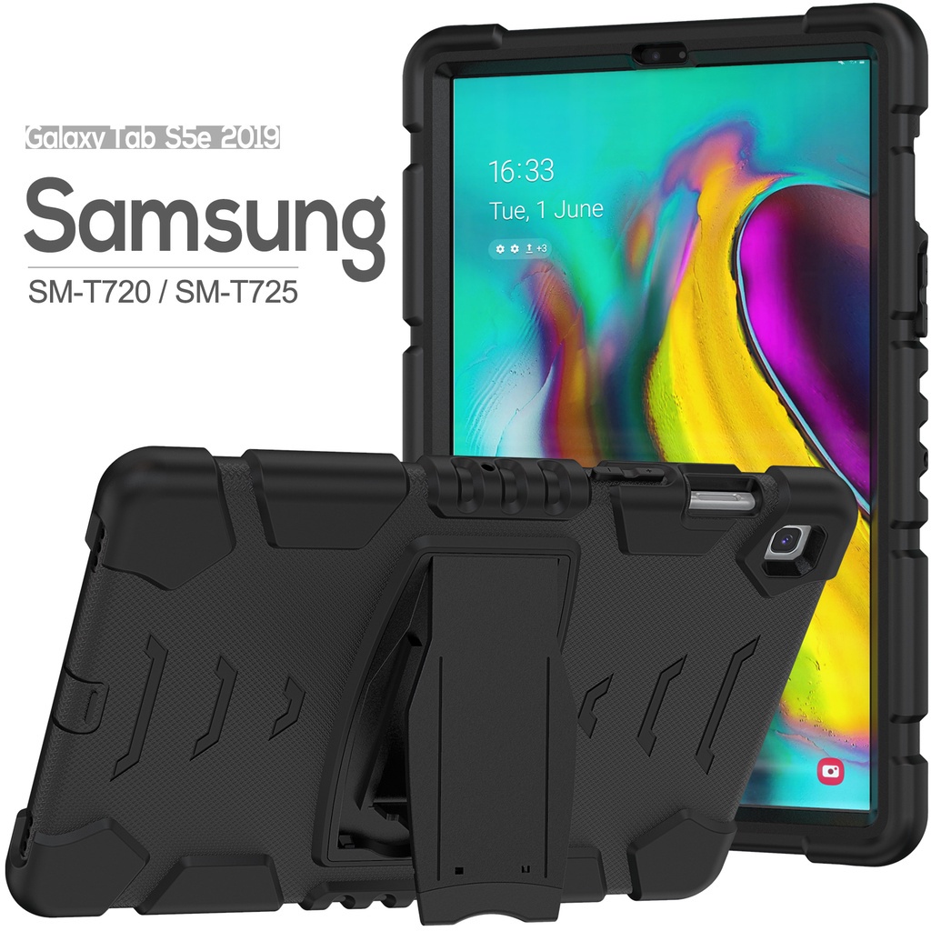 SAMSUNG 適用於三星 Galaxy Tab S5e 10.5 SM-T720 重型 3 合 1 混合軟橡膠保護套堅