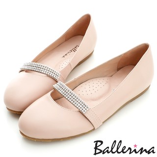 Ballerina-全真皮亮鑽帶瑪莉珍娃娃鞋-粉【BD500229IK】