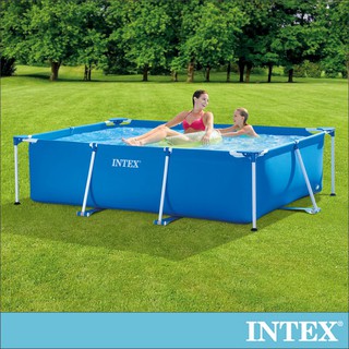 【INTEX】簡易裝長方型框架游泳池(220x150x60cm)蓄水池 6歲+ (28270NP)免充氣泳池