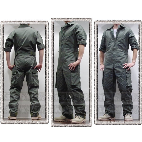 甲補庫 草綠色特勤戰技連身服 腿側大口袋 腋下透氣網 飛行服 技工服 蝦皮購物