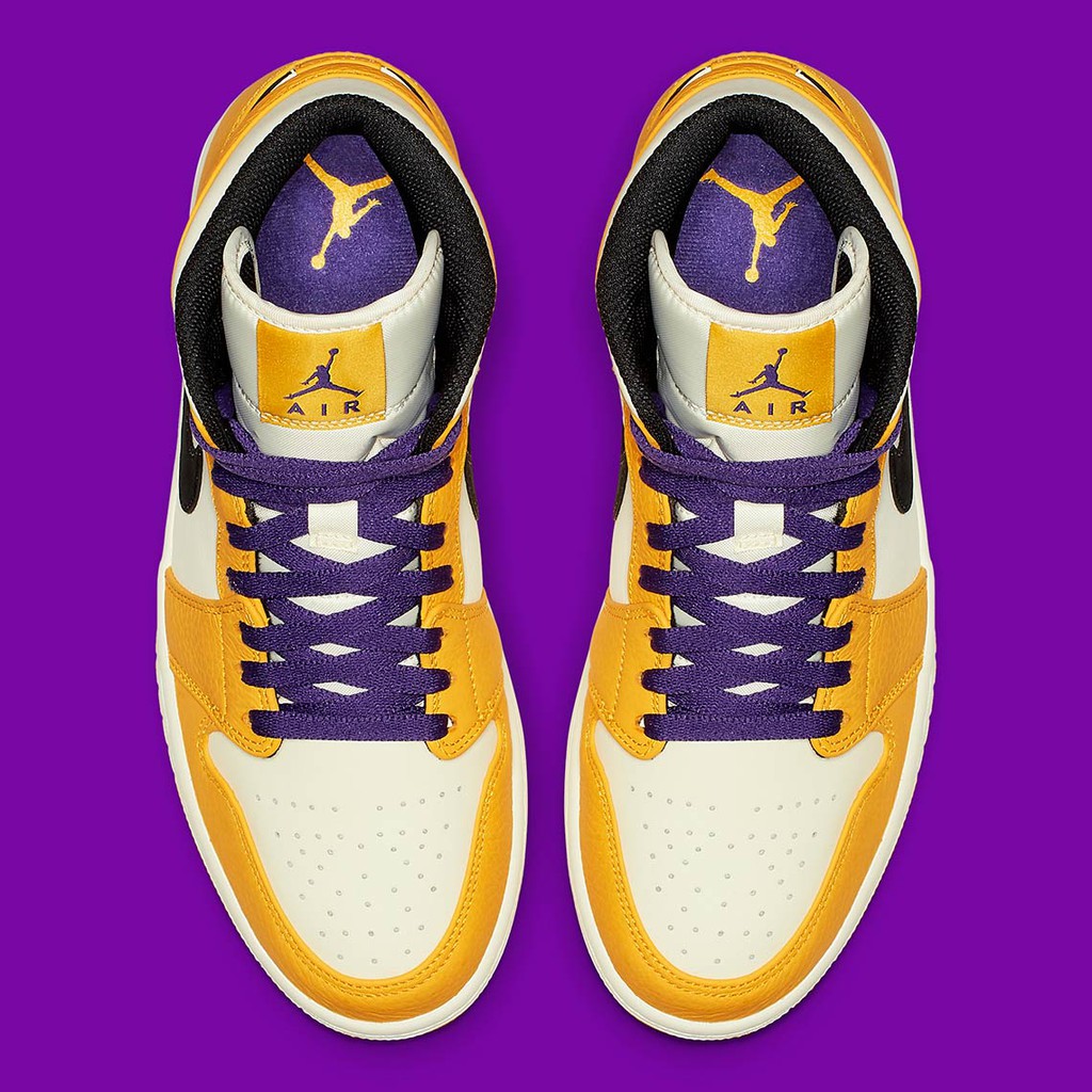 laker jordan 1 mid