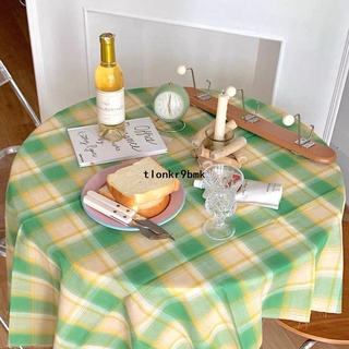 ins風小清新 復古綠色格子桌布 房間裝飾拍照背景 北歐格子餐桌布 茶幾桌墊擺攤布 復古格子桌布桌墊 網紅桌布書桌