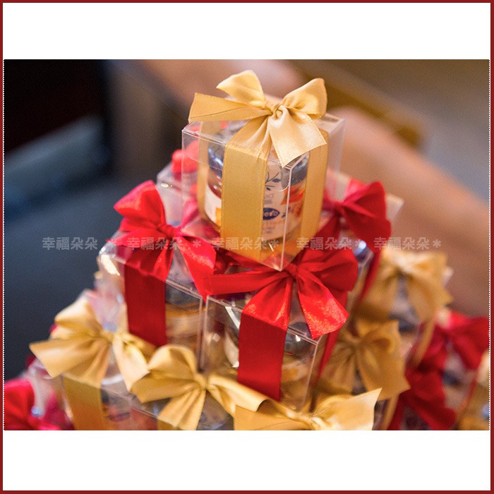 💎現貨➕免運💎甜蜜蜜「透明盒裝」瑞士進口hero蜂蜜小禮盒 x 91盒 (紅色+金色緞帶)-送客禮幸福朵朵婚禮小物