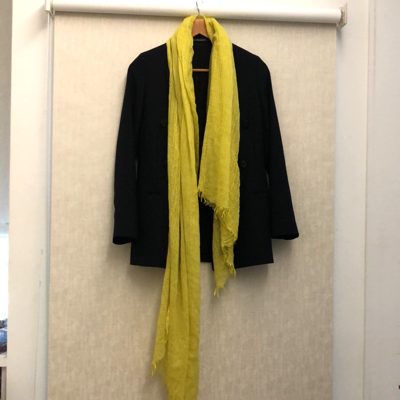 Zara檸檬黃輕薄柔軟長圍巾