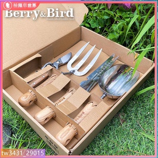 園藝器具 鏟子 鋤頭 小鏟子 耙子 園藝工具組 多肉工具Berry&Bird園藝種花鏟子戶外挖土家用 不銹鋼加厚bb套