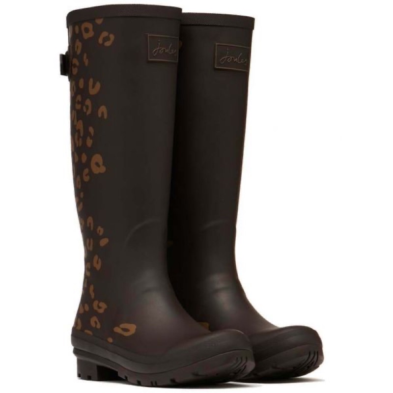 Miolla 英國品牌Joules 棕底色豹紋高筒雨鞋/雨靴