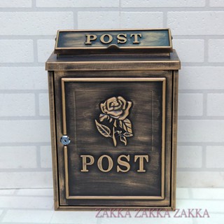 玫瑰信箱 古銅金 超取蝦皮限1件 POST 信件箱 鑄鋁信箱 歐式復古鄉村風 意見箱 可放4A雜誌類郵件 雜貨王
