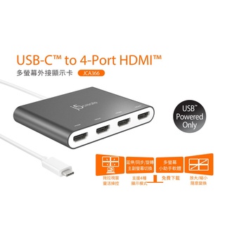 j5create ﻿JCA366 USB-C to 4-Port HDMI 多螢幕外接顯示卡