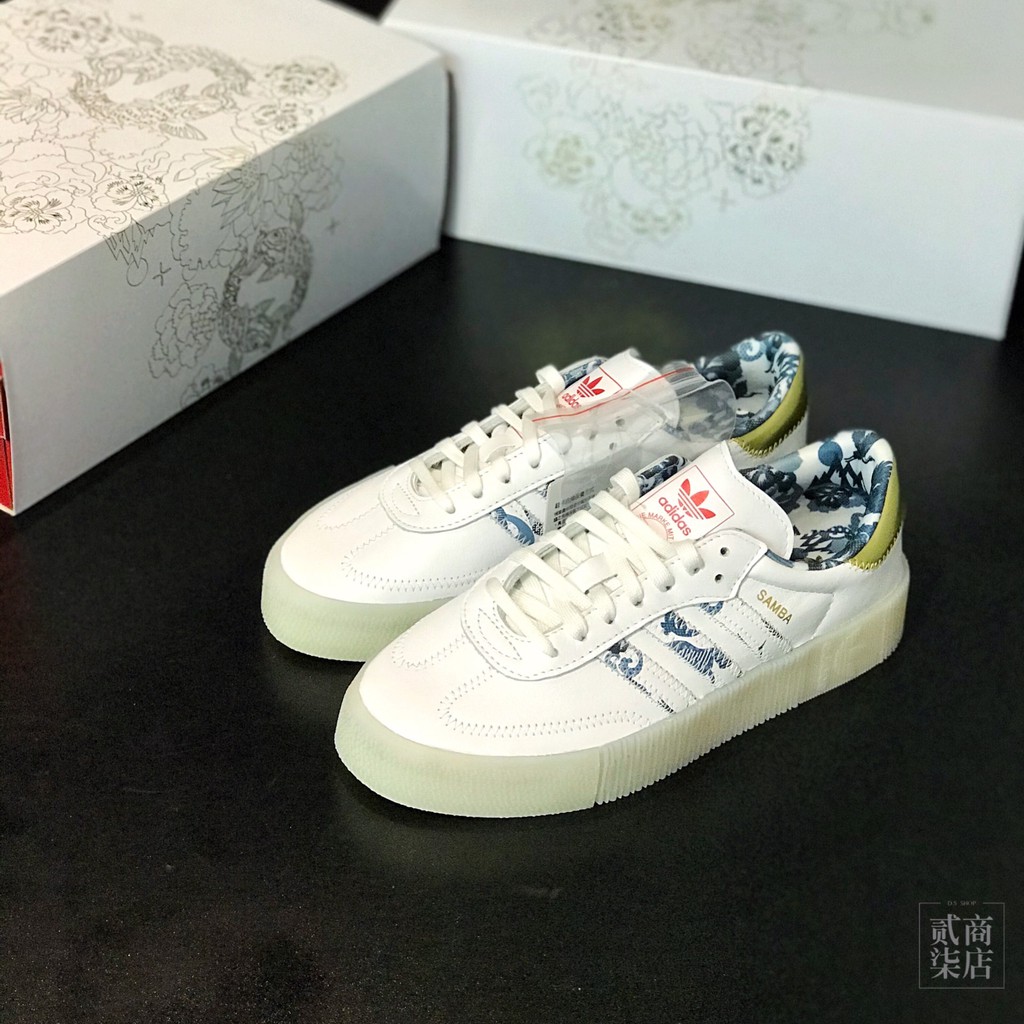 (貳柒商店) adidas Originals SambaRose CNY 女款 白色 休閒鞋 厚底 花卉 FW5345