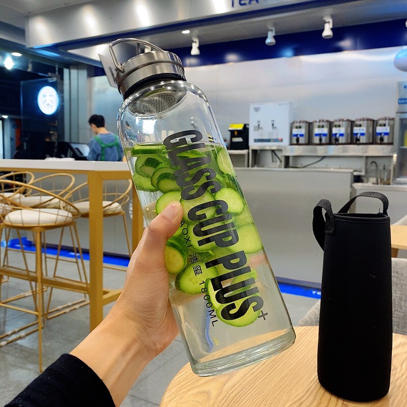 【現貨】 韓版創意個性玻璃瓶 大容量戶外飲水瓶 600ml 1000ml 1300ml 1500ml 1800ml可選