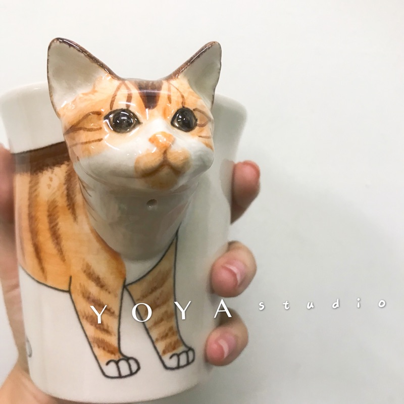 泰國手工動物橘貓陶瓷馬克杯現貨