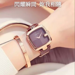 GUOU/古歐 方形無秒針防水手錶 女生手錶 WATCH